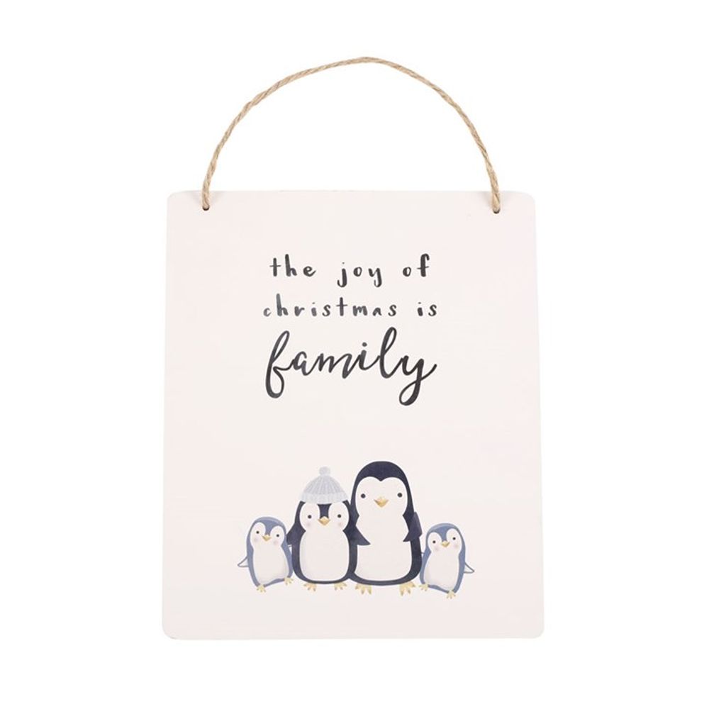 Joy of Christmas Penguin Family Hanging Sign N/A