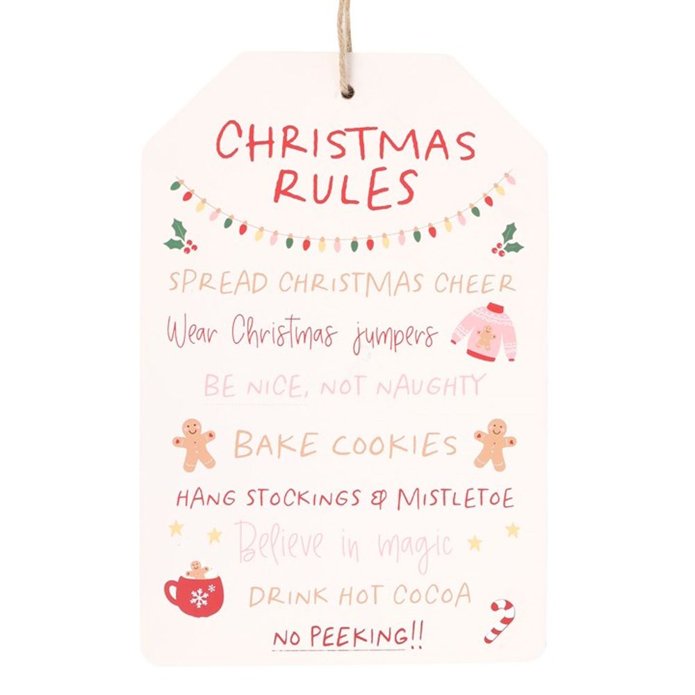 Sugarplum Fun Christmas Rules Hanging Sign N/A