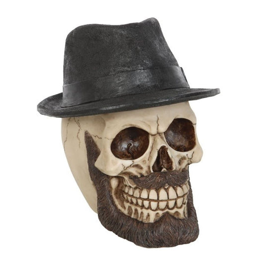 Skull Ornament with Trilby Hat N/A