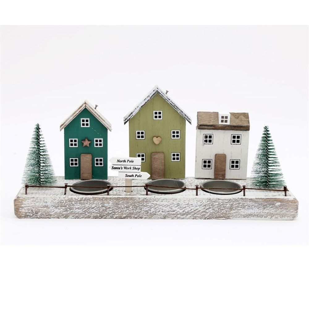 30cm Christmas House Triple Tealight Holder N/A