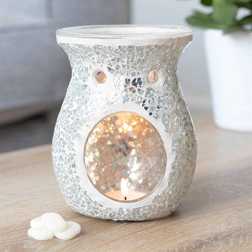 Large Silver Crackle Oil Burner N/A