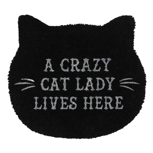 Black Cat Lady Cat Shaped Doormat N/A