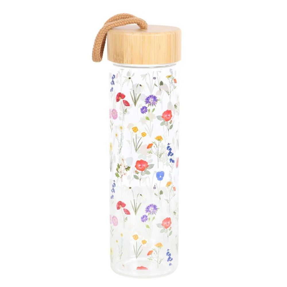 Wildflower Glass And Bamboo Water Bottle N/A