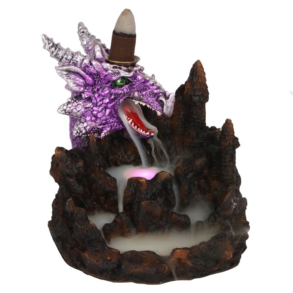 Purple Dragon Backflow Incense Burner With Light N/A