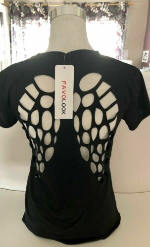 New Black Angel Wings T-Shirt Size Medium funky punk/alternative/fest Style U.K. Angel Wings