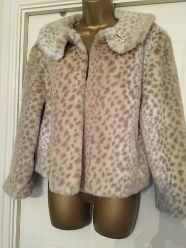 Faux Fur Animal Print Jacket Ideal For Party Season Size 14 Amaranto Immaculate Amaranto