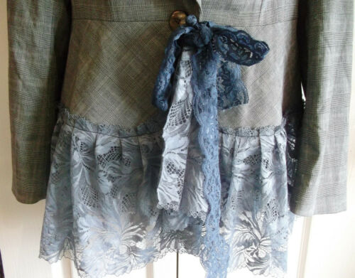 BESPOKE NEXT steampunk jacket size 12, LACE EDGING,1BUTTON/LACE TIE, ALTERNATIVE NEXT