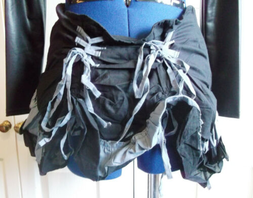 STEAMPUNK/goth/BOHO/PUNK GREY&BLACK COTON RUFFLE MINI SKIRT,SIZE S/M, WAIST32" Unbranded