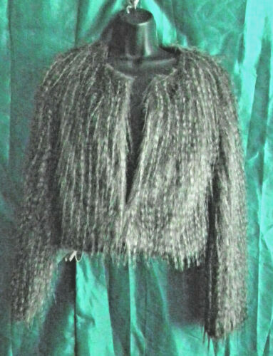 Faux Fur very Shaggy Jacket,owl feather style lined, gorgeus item.size8/10uk. Feather