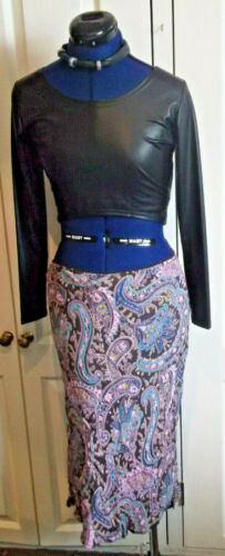 BOHO/FLAMENCOstyle pink paisley floaty skirt.elast.waist.size10/12uk.long,stretc Unbranded