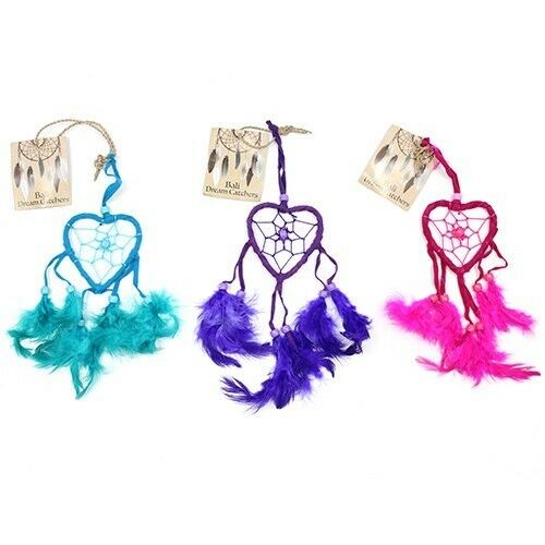 Funky small Bali Dreamcatchers-Small Heart-Turq/Pink/Purp -cars/homes/caravans Spirit Equinox