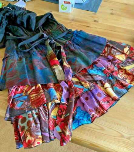 Desigual Short Sundress Size 38-SLEEVELESS, RUFFLE SKIRT, COTTON.-BOHO CHIC Desigual