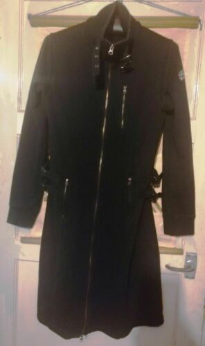 PUNK/GOTH/ALTLadies BLACK Hooch Long Goth Punk Jacket Size 12,LONG SLEEVES.WARM. HOOCH