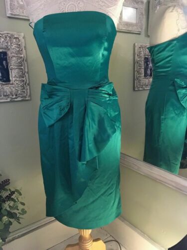 ladies Oasis size 10Satine Bodycone Occasion Dress Xmas Party Emerald.BOW DETAIL Oassis