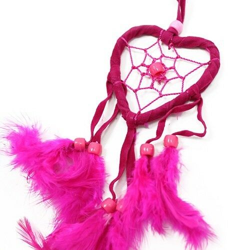 Funky small Bali Dreamcatchers-Small Heart-Turq/Pink/Purp -cars/homes/caravans Spirit Equinox