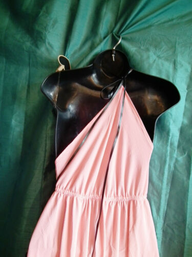 New GODDIVA coral pink halter-neck, diag cut,EVE DRESS/ WEDDING/PROM size10/12uk none