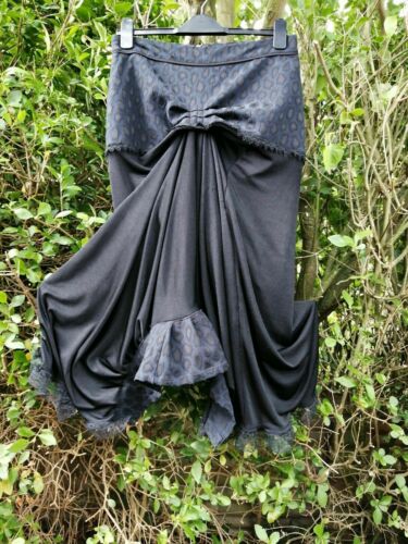 Black Victorian Style Hitched Skirt Steampunk/Boho/BohoChic/ OOAK -RECYCLED/BOHO Magpiemair