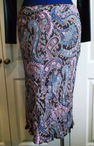 BOHO/FLAMENCOstyle pink paisley floaty skirt.elast.waist.size10/12uk.long,stretc Unbranded