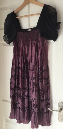 gorgeous Echo Blush Purple&Black Smock Dress-embroidered flowers, ruffled,lace Echo Blush