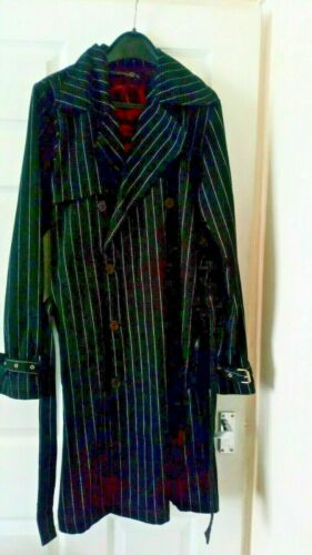 CRIMINAL DAMAGE- GOTH/EMO/PUNK BLACK WHITE STRIPE CORSET COAT VGC.SIZE S-M Criminal Damage