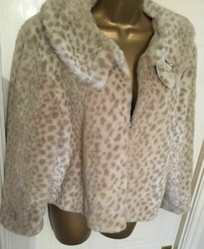 Faux Fur Animal Print Jacket Ideal For Party Season Size 14 Amaranto Immaculate Amaranto