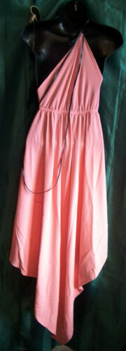 New GODDIVA coral pink halter-neck, diag cut,EVE DRESS/ WEDDING/PROM size10/12uk none