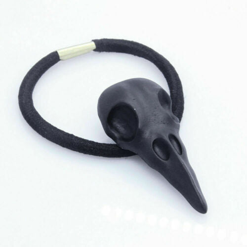 HalloweenPagan Silver Bird Skull Hair Tie Plague Doctor Crow Raven elastic Band Unbranded