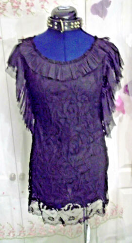 PUNK/GOTH/ROCK/BOHO BRAND NEW Dress-BLACK LACE, LINED, STRETCHY.SIZE 8-12 Unbranded