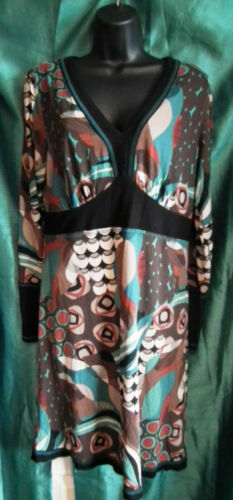 Striking Desigual Style Patterned Tunic. Size 14. Very flattering.long sleeves. BC