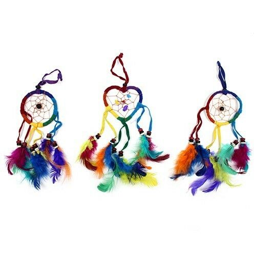 Funky small Bali Dreamcatchers-Small Heart-Rainbow -cars/homes/caravans Spirit Equinox