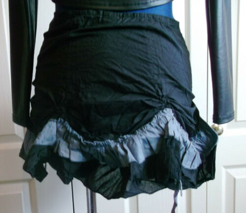 STEAMPUNK/goth/BOHO/PUNK GREY&BLACK COTON RUFFLE MINI SKIRT,SIZE S/M, WAIST32" Unbranded