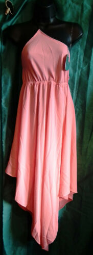 New GODDIVA coral pink halter-neck, diag cut,EVE DRESS/ WEDDING/PROM size10/12uk none