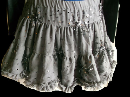 STEAMPUNK/goth/BOHO/PUNK SILVER SEQUINN tutu LAYER MINI SKIRT,SIZE8 ,TOP SHOP Unbranded