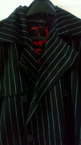 CRIMINAL DAMAGE- GOTH/EMO/PUNK BLACK WHITE STRIPE CORSET COAT VGC.SIZE S-M Criminal Damage