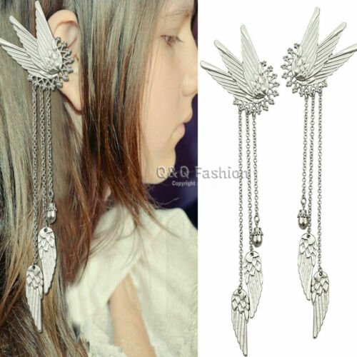 1Pair Fairy Elf Pixie Angel Wing Long Tassels Ear Cuffs Clips Cosplay Earrings - Wonkey Donkey Bazaar