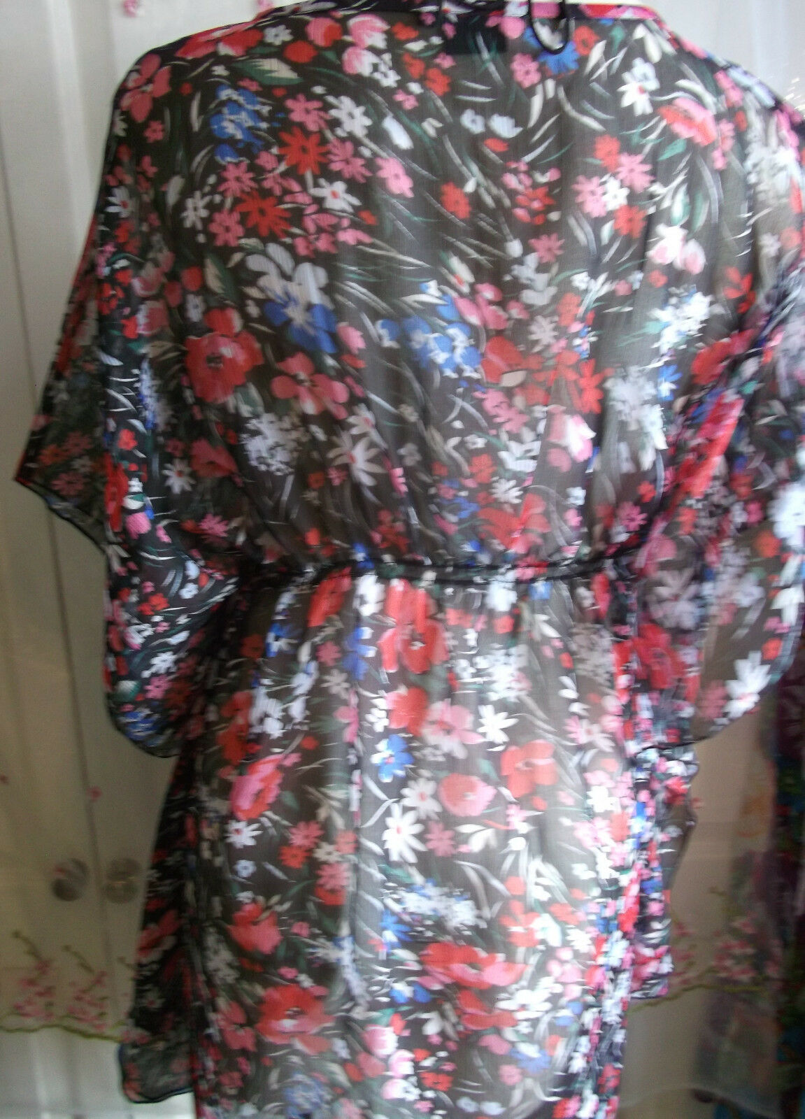 Boho/Festi/Beach kaftan/tunic, size10,Kushi floral, tie neckline NEW.sexy,summer Kushi