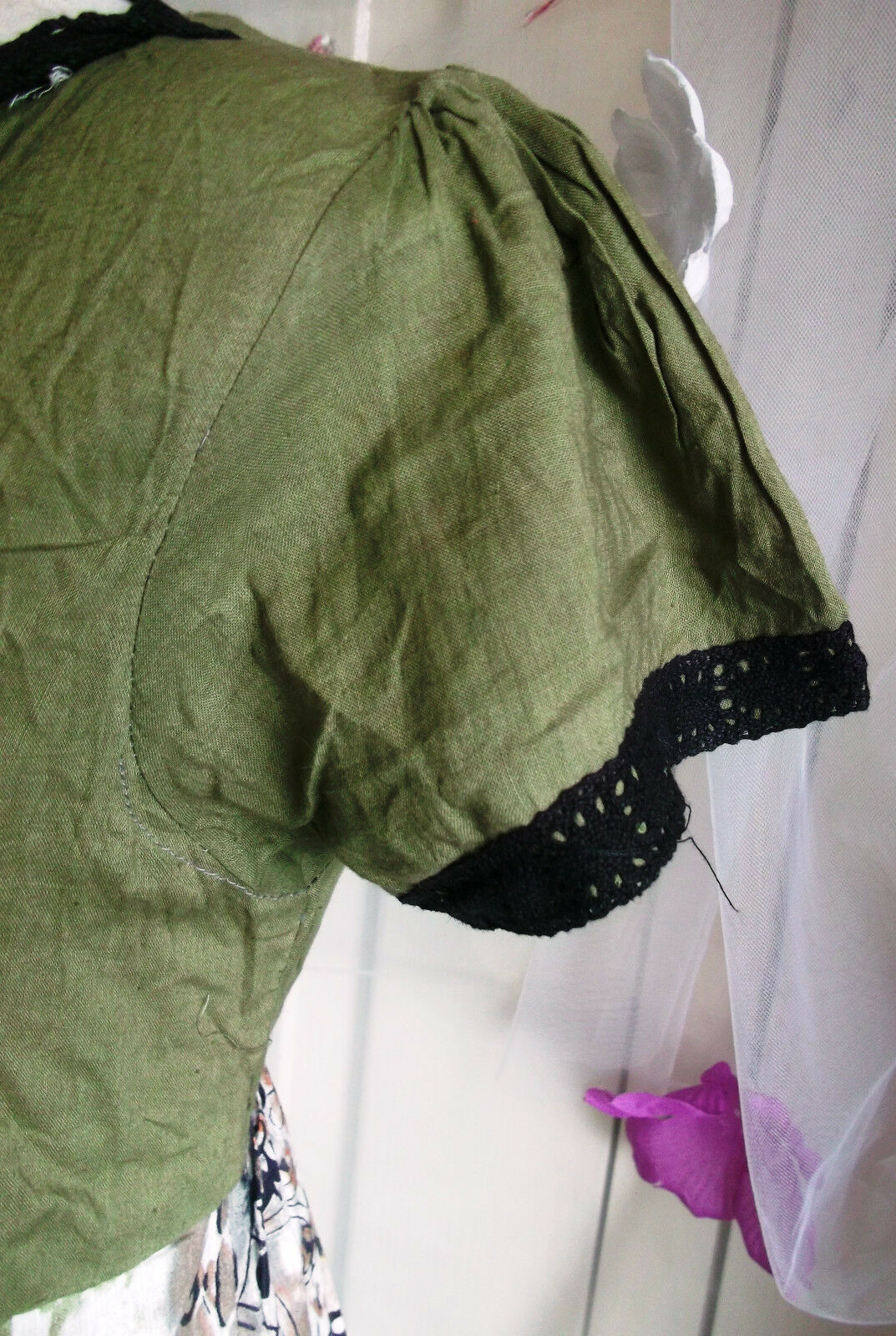 Boho/Festi/Beach/green smock top,cotton,size L,new,knee length,elastic waist,tie Unbranded