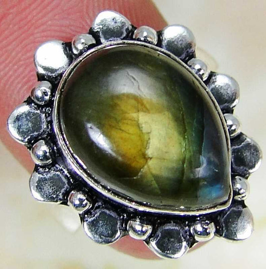 Firey Labradorite & 925 Silver Handmade Designer Ring Size M MA13-3571& gift-box "Handmade"