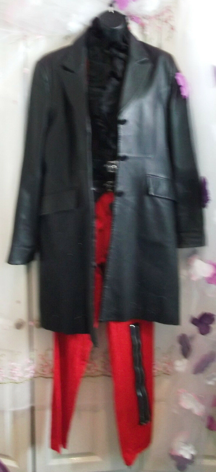 black Genuine Ladies LIEMA Branded Black Leather Coat. knee length.12/14uk LIEMA