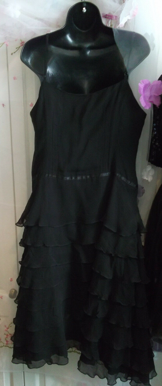 BLACK Laura Ashley vintage  dress occasion pin up rockabilly cocktail goth punk Laura Ashley