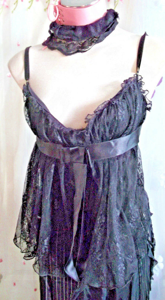 Black Lace Corset Style Top Size 12: Emo/goth ,STRAPPY. SEXY SIZE12 Emo