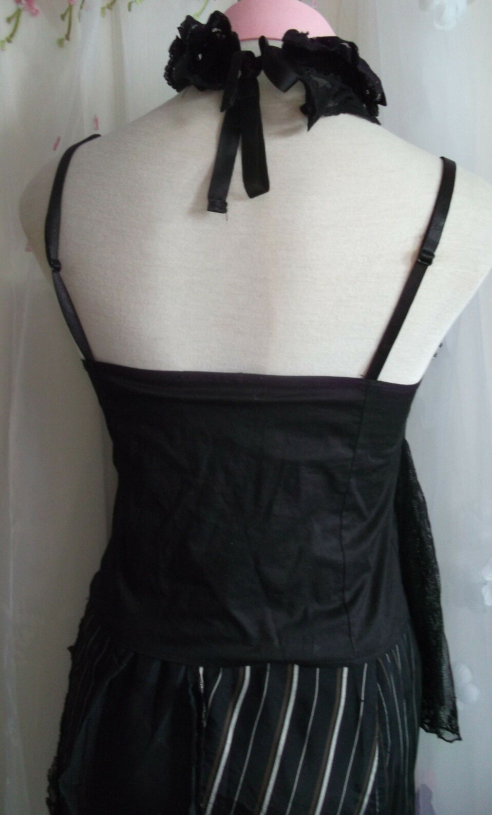 Black Lace Corset Style Top Size 12: Emo/goth ,STRAPPY. SEXY SIZE12 Emo