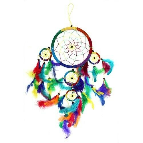 Funky Bali Dreamcatchers-LARGE ROUND-RAINBOW -Bedroom Size Spirit Equinox