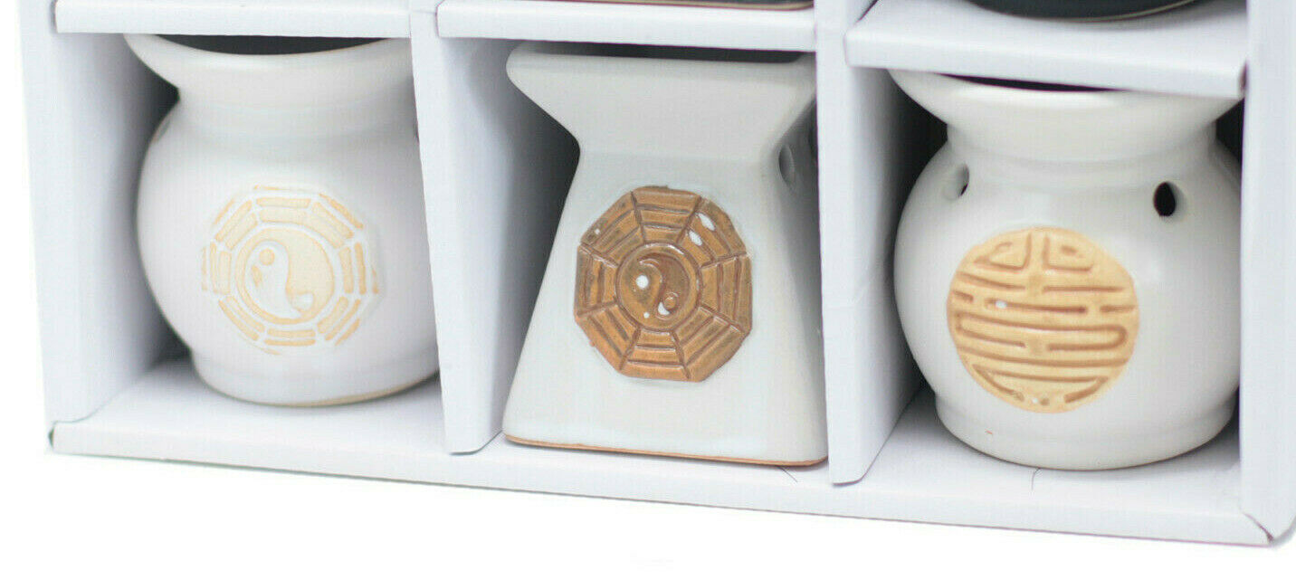 Classic Yin Yang Oil Burners (6 DESIGNS)-Ceramic Oil Burner-rustic terracotta Unbranded