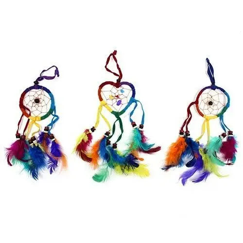 Funky  small Bali Dreamcatchers-Small Heart-Rainbow  -cars/homes/caravans Spirit Equinox