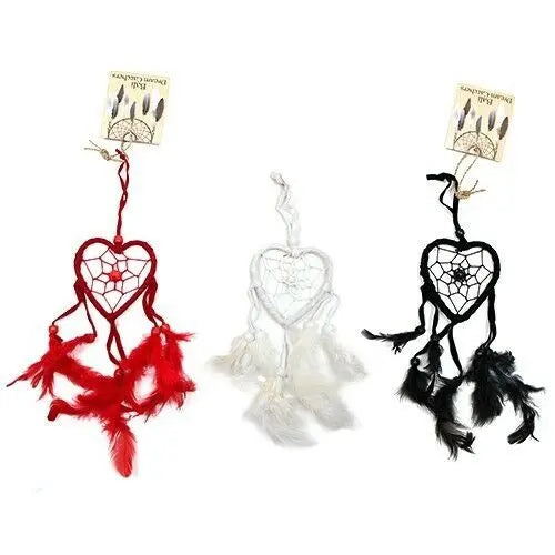 Funky small Bali Dreamcatcher-Small Heart-Black/orWhite/oRed-cars/homes/caravans Spirit Equinox