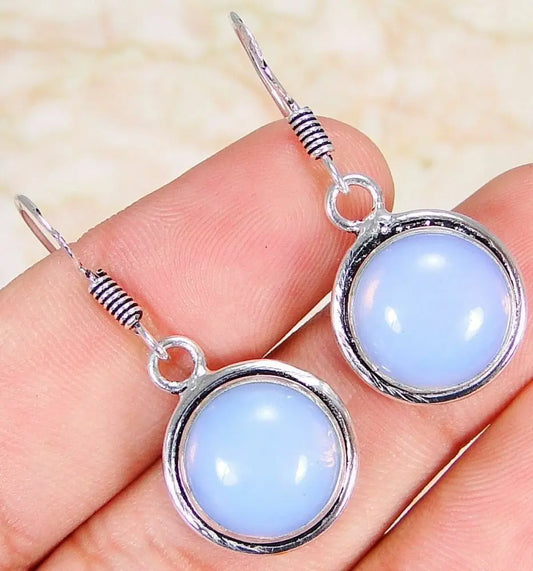 Opalite & 925 Silver Handmade Stunning drop Earrings 35mm & gift-box "Handmade"