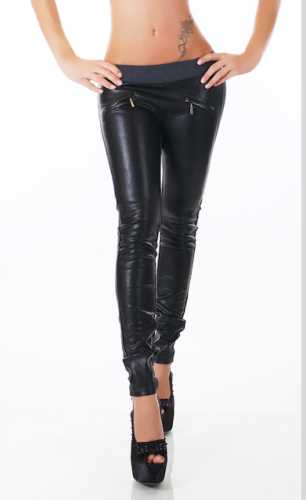 Leather Look Split Front Leggings | boohoo