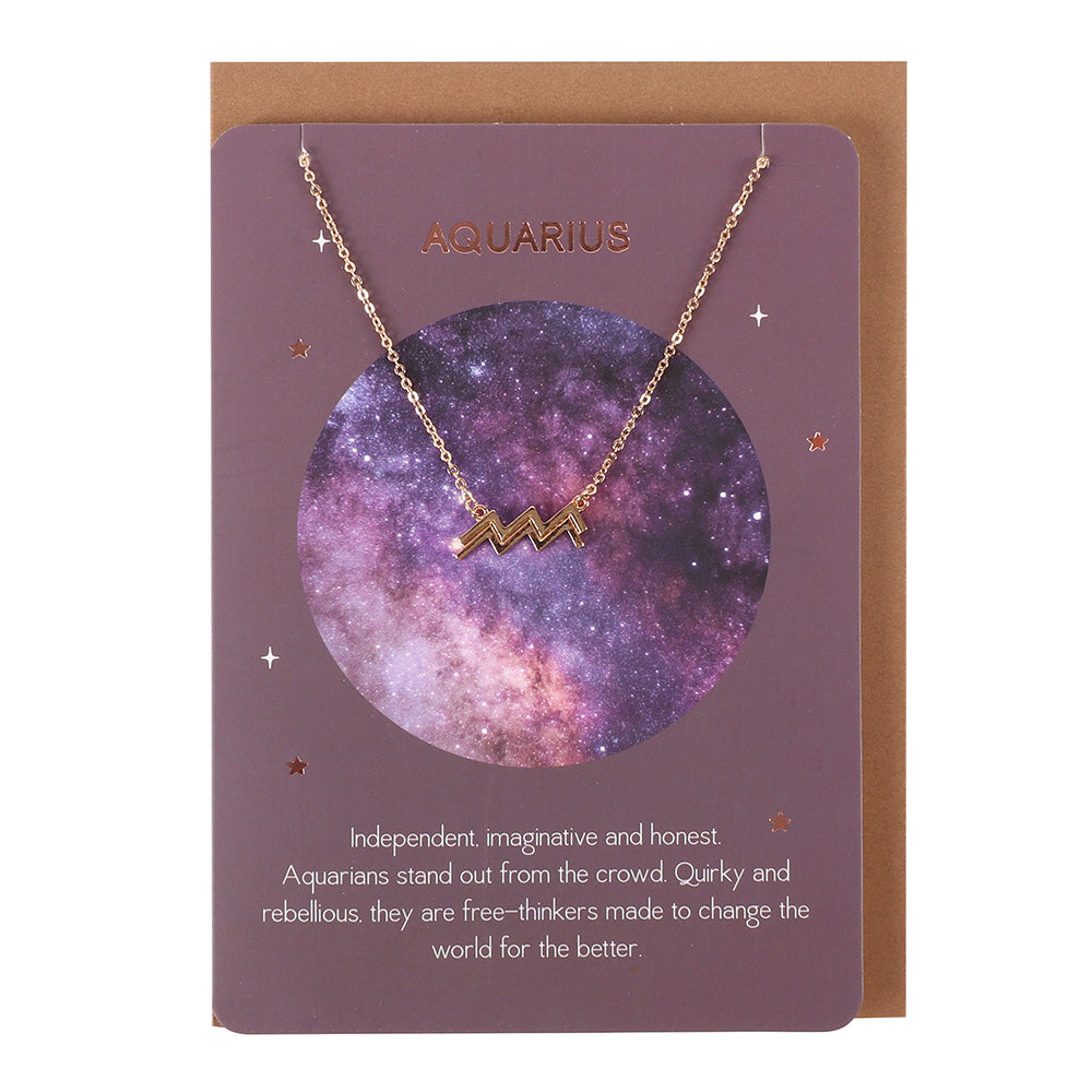 Aquarius Zodiac Necklace Card Wonkey Donkey Bazaar