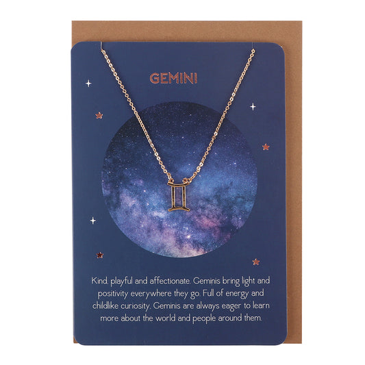 Gemini Zodiac Necklace Card Wonkey Donkey Bazaar